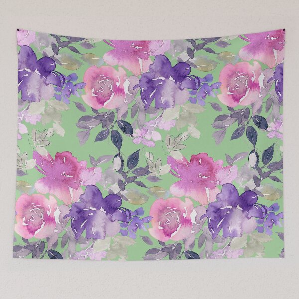 Item preview, Pastel Pink And Violet Floral Pattern On Soft Green designed and sold by DEC02.
