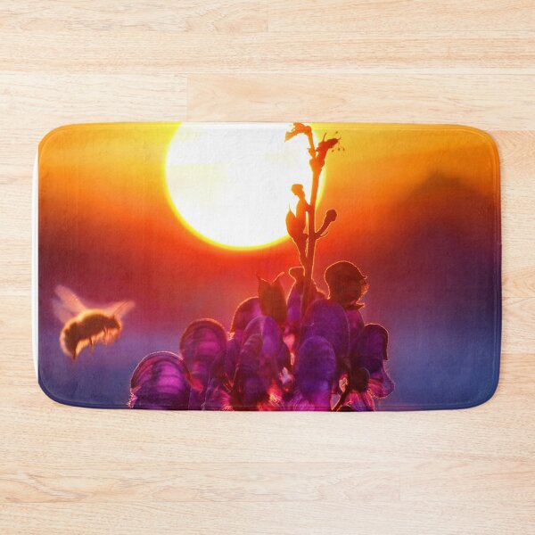 Item preview, FLORA #28 - Bumble Bee Landing on Purple Lavender Flower Backlit by Sunset designed and sold by DEL-Productions.
