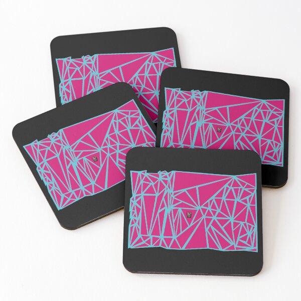 Artikelvorschau, Abstraktes Muster aus Dreiecken - Farbmuster aus rosa Dreiecken und hellblauem Hintergrund und Umriss entworfen und verkauft von NS-Design-Shop.