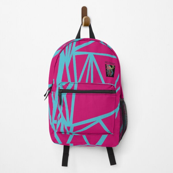 Artikelvorschau, Abstraktes Muster aus Dreiecken - Farbmuster aus rosa Dreiecken und hellblauem Hintergrund und Umriss entworfen und verkauft von NS-Design-Shop.