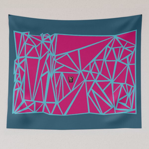 Artikelvorschau, Abstraktes Muster aus Dreiecken - Farbmuster aus rosa Dreiecken und hellblauem Hintergrund und Umriss entworfen und verkauft von NS-Design-Shop.