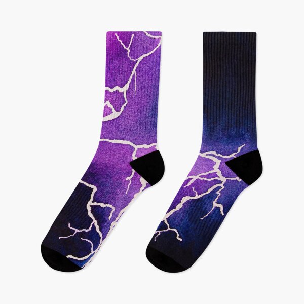 Item preview, Purple lightning in dramatic stormy skies painted traditionally with watercolor designed and sold by Chantellearts.