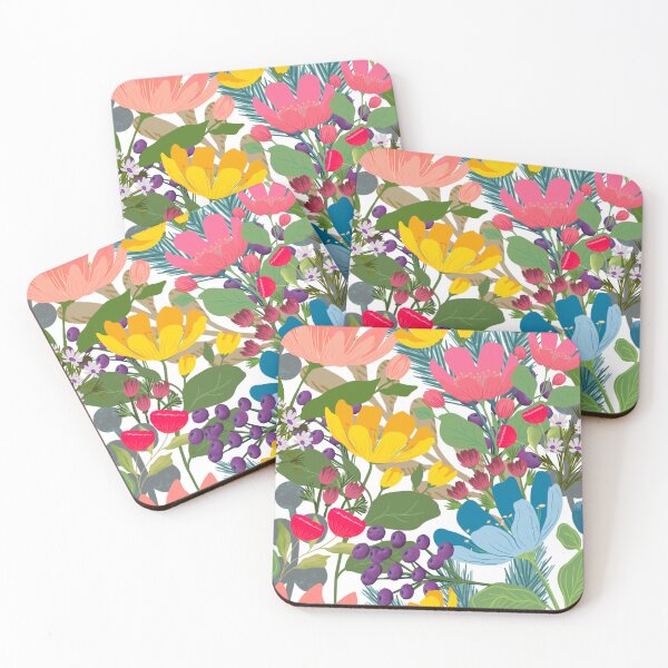 Item preview, Folksy bright florals on white designed and sold by ALEXIA SPEEKS.