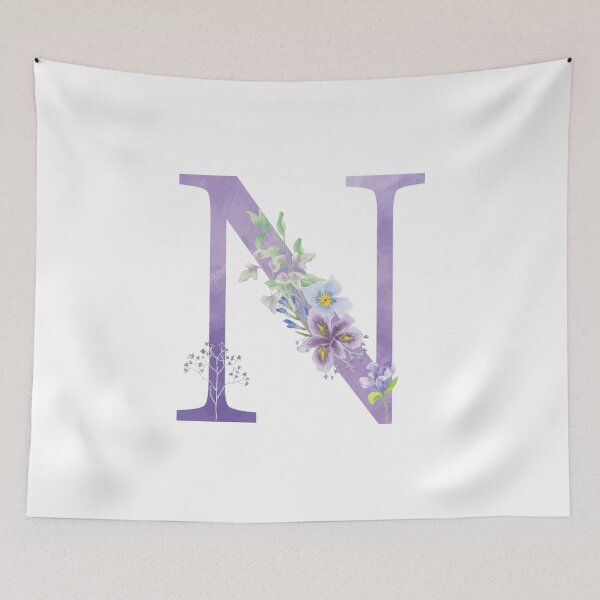 Item preview, Beautiful Purple Watercolor Floral Monogram Letter N  designed and sold by silviaol.