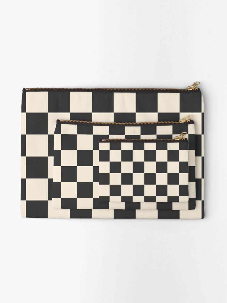 Black and White Checkered Phone Purse Wristlet, Zipper Pouch