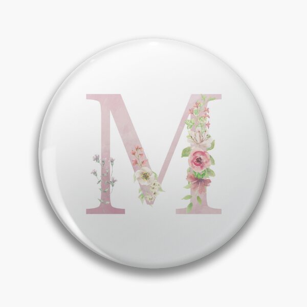 Item preview, Pastel Pink Watercolor Floral Monogram Letter M designed and sold by silviaol.