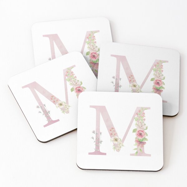 Item preview, Pastel Pink Watercolor Floral Monogram Letter M designed and sold by silviaol.
