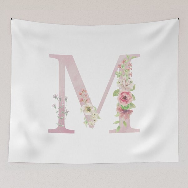 Item preview, Pastel Pink Watercolor Floral Monogram Letter M designed and sold by silviaol.