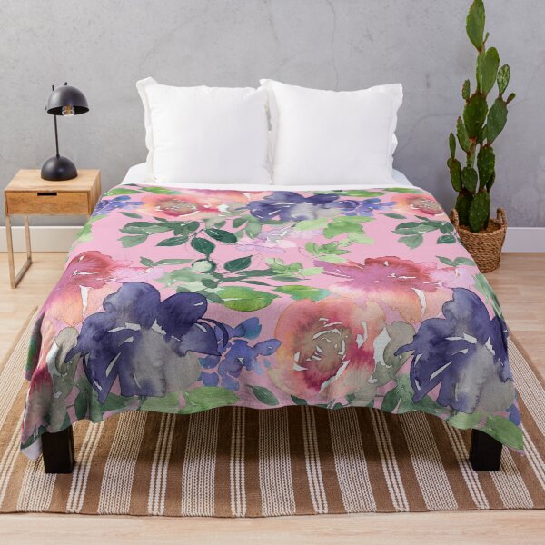 Item preview, Red And Periwinkle Blue Floral Pattern On Pink designed and sold by DEC02.