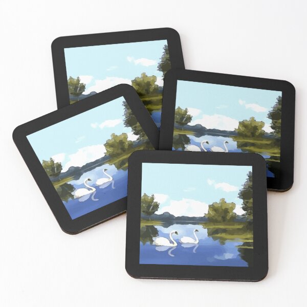 Item preview, swans in a lake scenery painting   designed and sold by TheClarkeCloset.