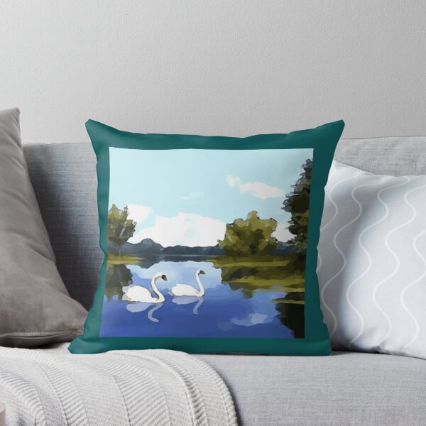 Item preview, swans in a lake scenery painting   designed and sold by TheClarkeCloset.