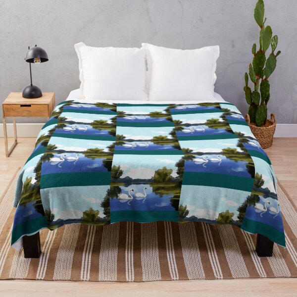 Item preview, swans in a lake scenery painting designed and sold by TheClarkeCloset.