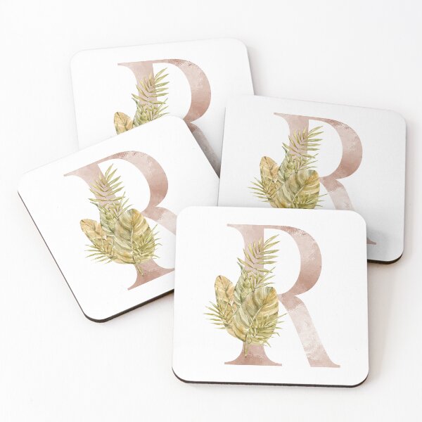 Item preview, Watercolor floral tropical R letter monogram print designed and sold by tiana-geo.