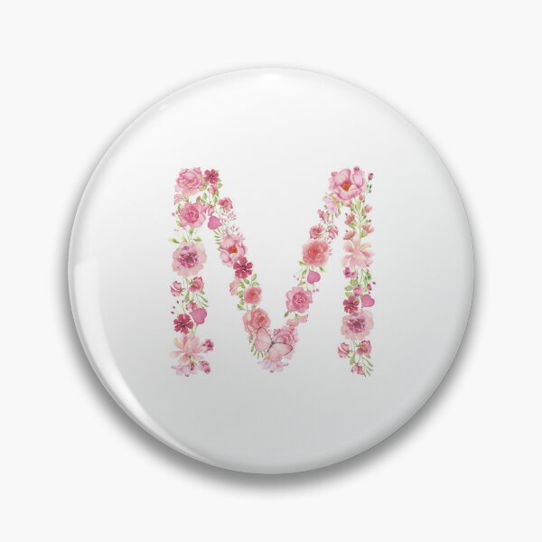 Item preview, Pink Watercolor Flower Monogram Letter M designed and sold by silviaol.