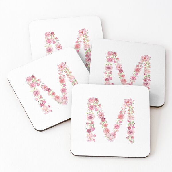 Item preview, Pink Watercolor Flower Monogram Letter M designed and sold by silviaol.