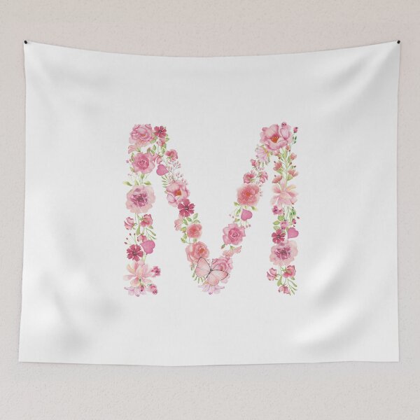 Item preview, Pink Watercolor Flower Monogram Letter M designed and sold by silviaol.