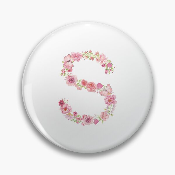Item preview, Pink Watercolor Flower Monogram Letter S designed and sold by silviaol.