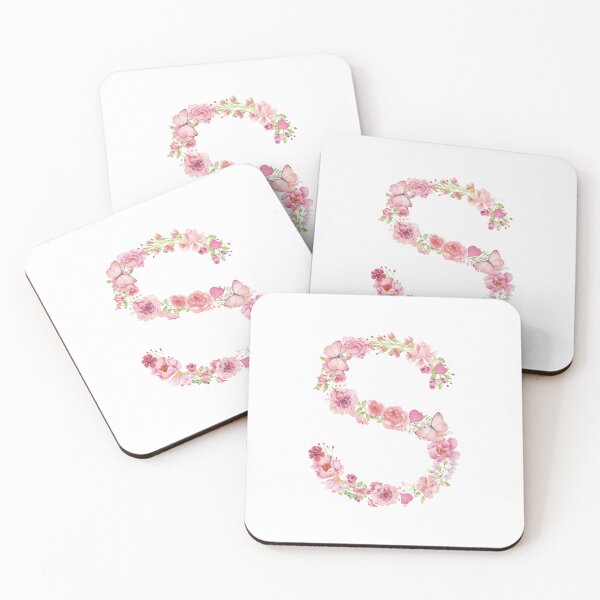 Item preview, Pink Watercolor Flower Monogram Letter S designed and sold by silviaol.