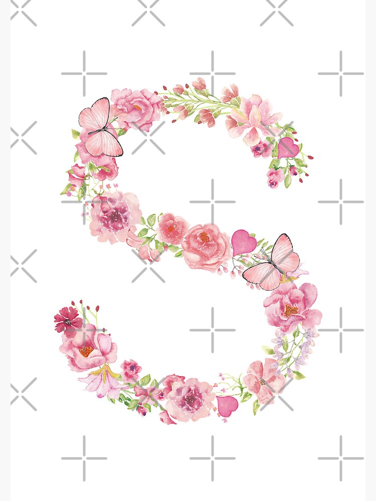 Initial C Letter Butterfly Rose Flowers Watercolor Monogram T-Shirt