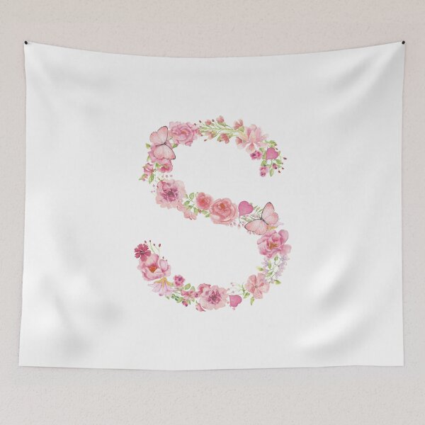 Item preview, Pink Watercolor Flower Monogram Letter S designed and sold by silviaol.