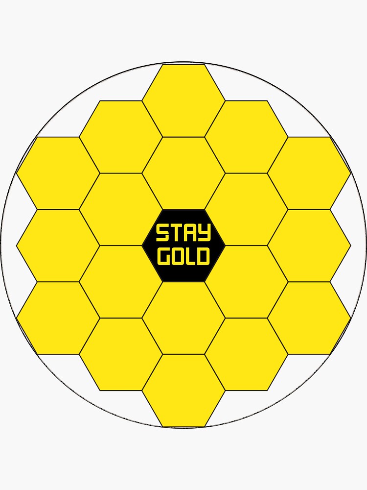 "James b Space Telescope Stay Gold Hexagon Mirrors" Sticker for Sale