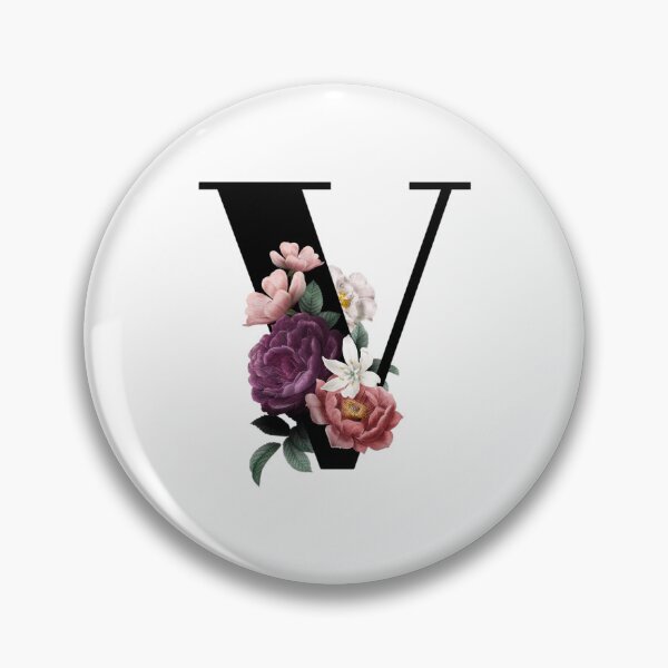 Artikelvorschau, Vintager Aquarell-Blumen-Schwarz-Monogramm-Buchstabe V entworfen und verkauft von silviaol.