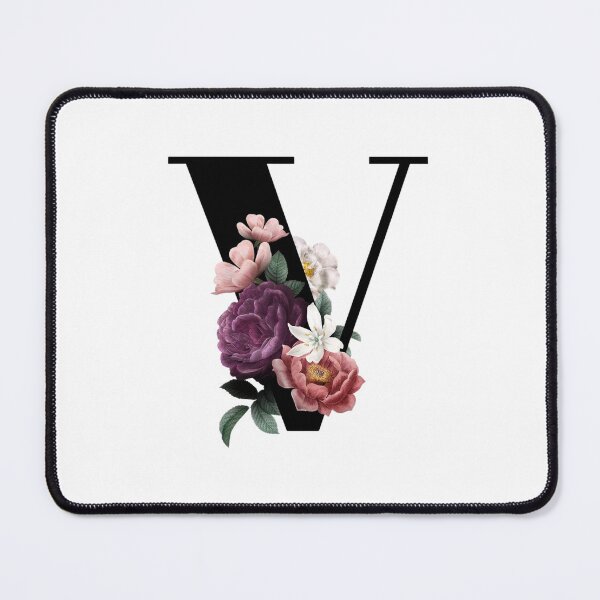 Item preview, Vintage Watercolor Flowers Black Monogram Letter V designed and sold by silviaol.