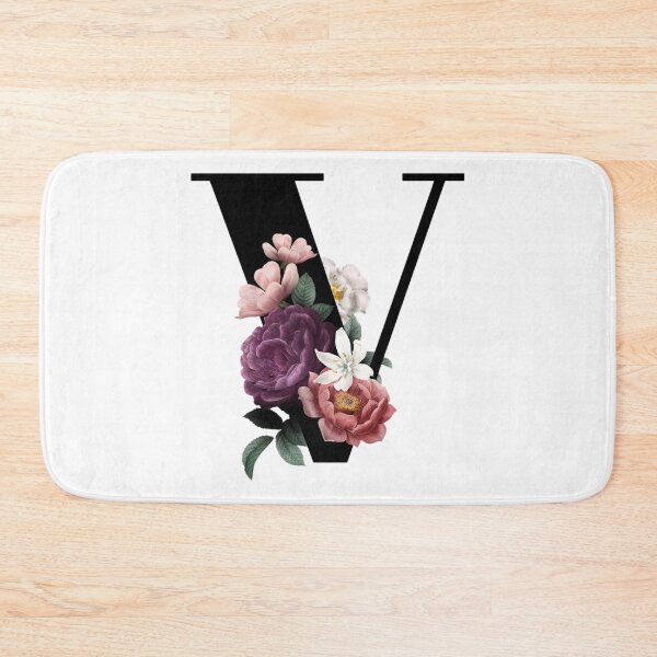 Item preview, Vintage Watercolor Flowers Black Monogram Letter V designed and sold by silviaol.