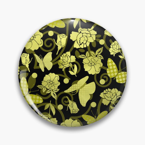 Artikelvorschau, Butterflies and Roses Gold-Filled on Black Half-Drop Repeat 5748 entworfen und verkauft von Art in My Loft.