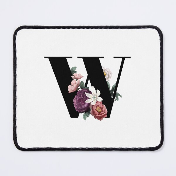 Item preview, Vintage Watercolor Flowers Black Monogram Letter W designed and sold by silviaol.