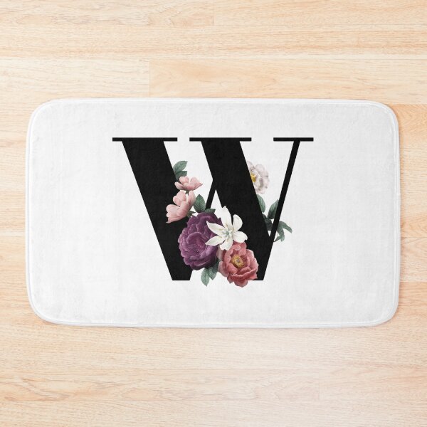 Item preview, Vintage Watercolor Flowers Black Monogram Letter W designed and sold by silviaol.