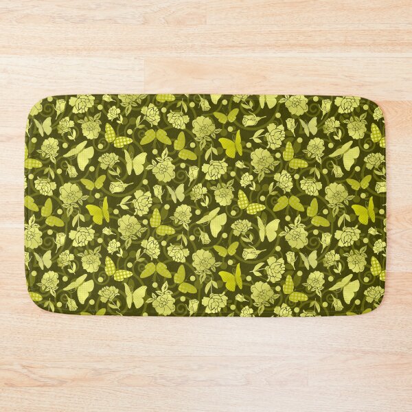 Item preview, Butterflies and Roses Gold-Filled on Dark Khaki Half-Drop Repeat 5748 designed and sold by Art in My Loft.