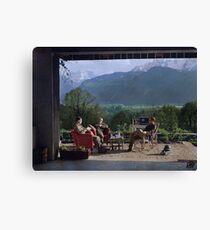 Members of Easy Company (Band of Brothers) including Maj. Dick Winters relaxing at the Eagle's Nest, Hitler's residence, 1945 Canvas Print