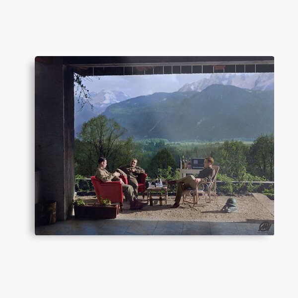Members of Easy Company (Band of Brothers) including Maj. Dick Winters relaxing at the Eagle's Nest, Hitler's residence, 1945 Metal Print