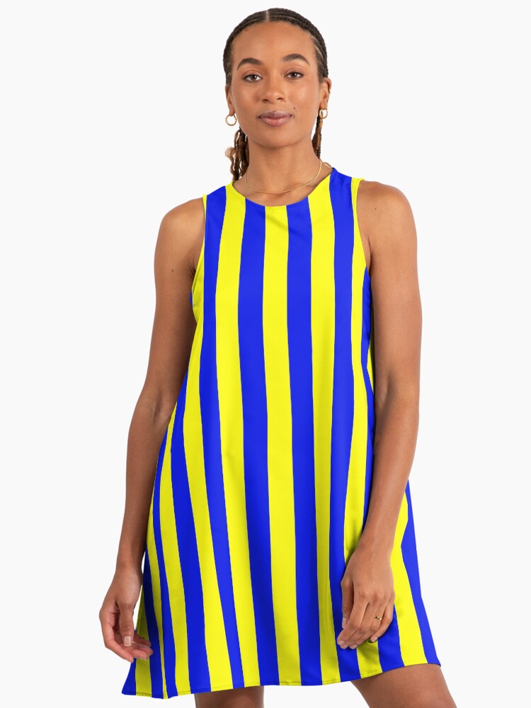 Blue and Yellow Striped Slimming Swedish Dress" A-Line Dress for Sale by  deanworld | Redbubble