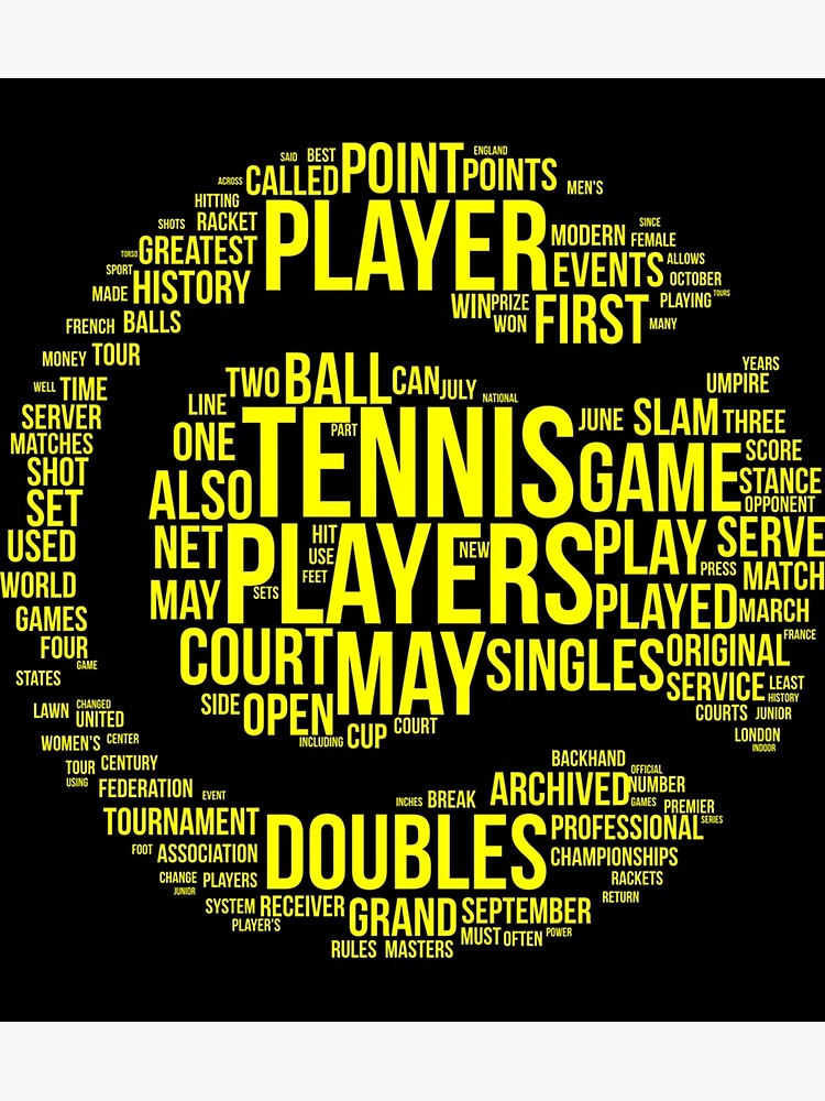 "Tennis Terms Word Cloud Tennis Gift For Tennis Player Sticker" Poster