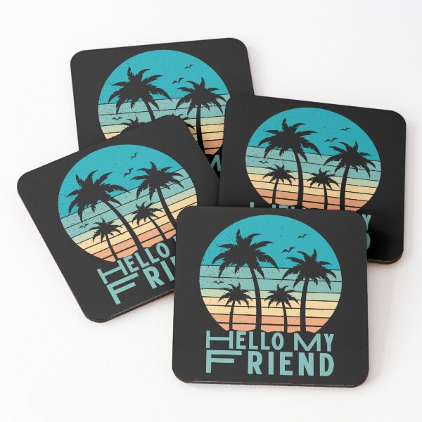 Item preview, Vintage Tropical Sunset, Hello My Friend, Surfing Friend, Summer Surf designed and sold by Sun Sand & Sea Art.