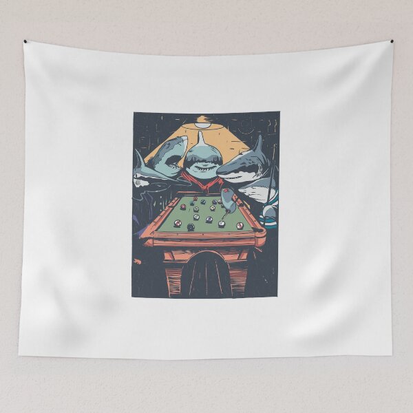 Item preview, Funny Shark Playing Pool designed and sold by PegeenWarm.