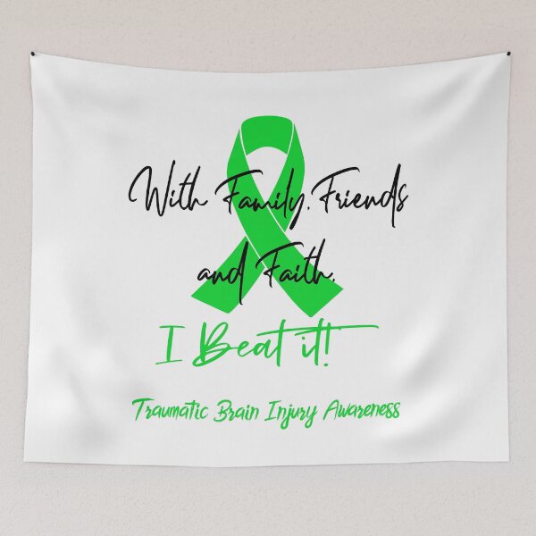 Item preview, Traumatic Brain Injury Warrior - With Family, Friends, and Faith - I BEAT IT! designed and sold by Robbsyn.