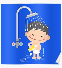 Boy In Shower Poster