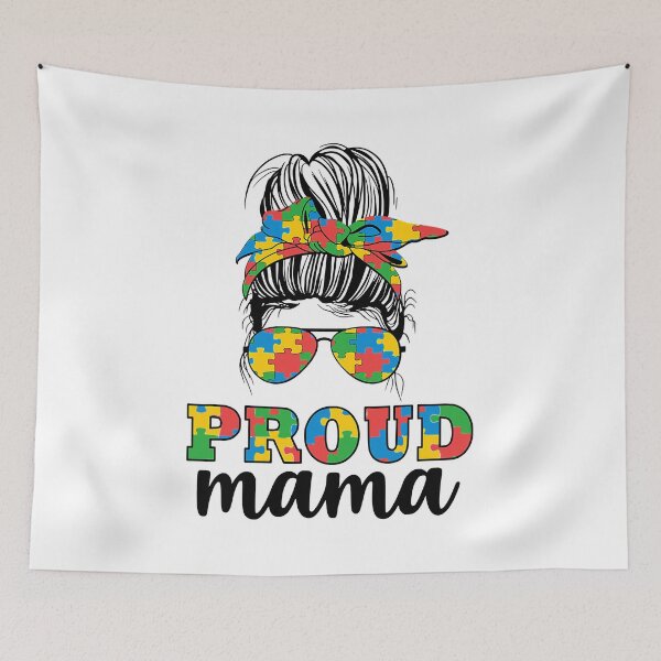 Item preview, Proud Autism Mama Messy Bun Autism Awareness Month designed and sold by HaaChris-Artis.