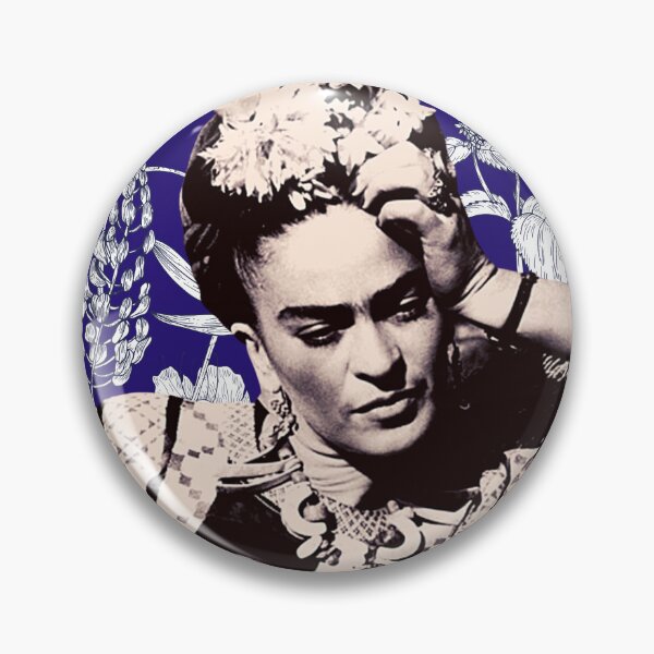 Item preview, Frida Kahlo- White floral print on a blue background designed and sold by lunabethdesigns.