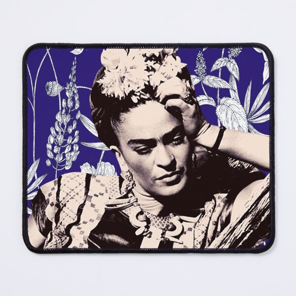 Item preview, Frida Kahlo- White floral print on a blue background designed and sold by lunabethdesigns.
