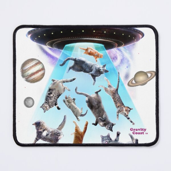 Item preview, Aliens Abducting cats into Flying UFO Saucer Abduction in Cosmic Space Funny Cat Shirt designed and sold by SiloPressCo.