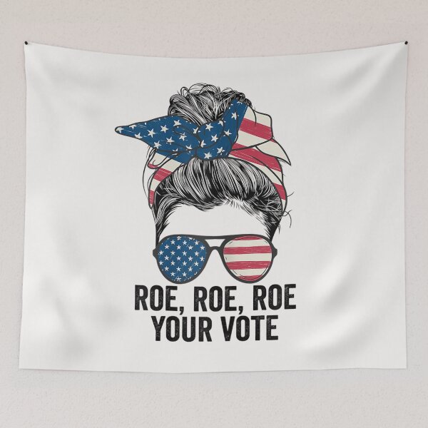 Item preview, Womens Roe Your Vote Messy Bun US Flag T-Shirt designed and sold by Besnier-Rahel.