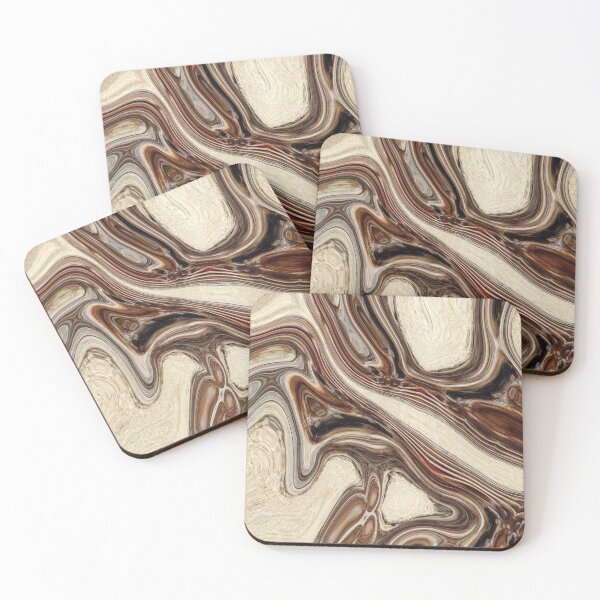 Item preview, abstract brown beige marble swirls mind century modern  designed and sold by LEILA ART SPACE.