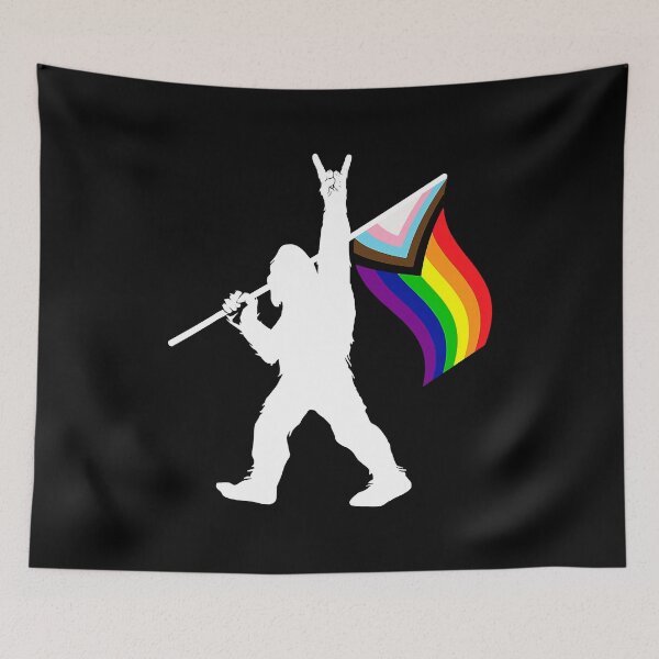 Item preview, Bigfoot Rock On LGBTQ Progressive New Pride Flag designed and sold by GardNewerd.