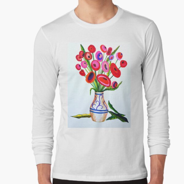 Wildflower Vases T-shirt Watercolor Flowers Geometric Design 