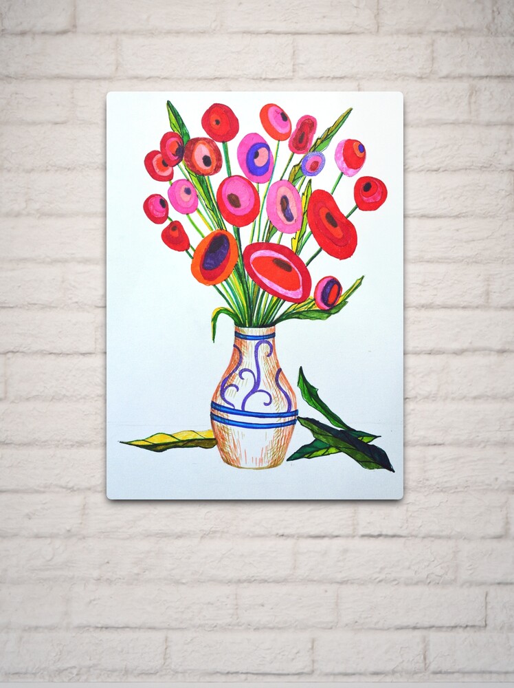 COLORED PENCIL drawing SWEET PEA flowers in vase | eBay