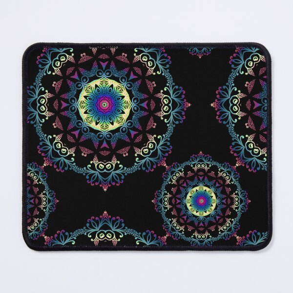 Item preview, Abstract mandala-pattern on the black background designed and sold by MandalaFlowerArt.